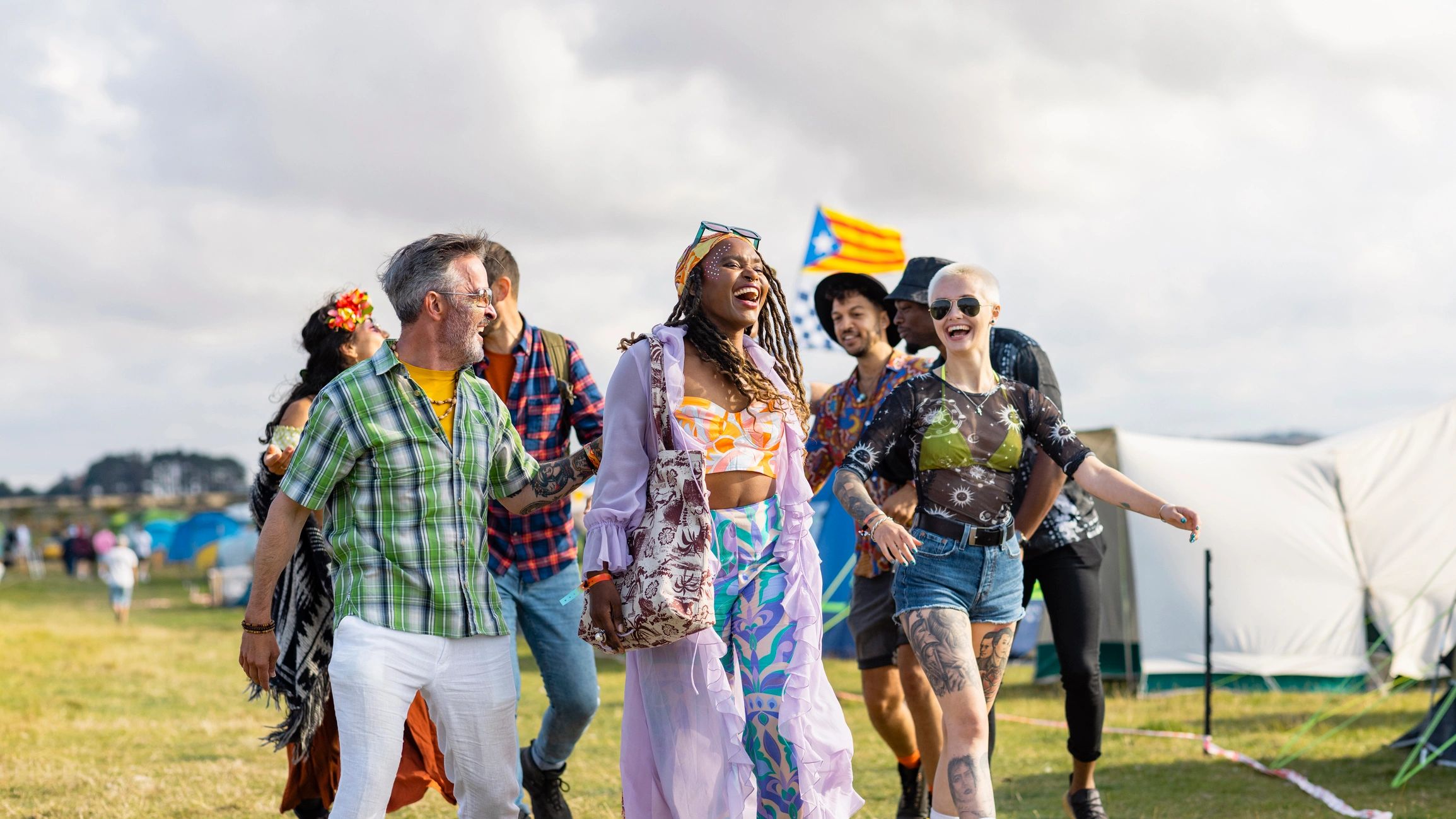 Festival crowd representing music and performance events