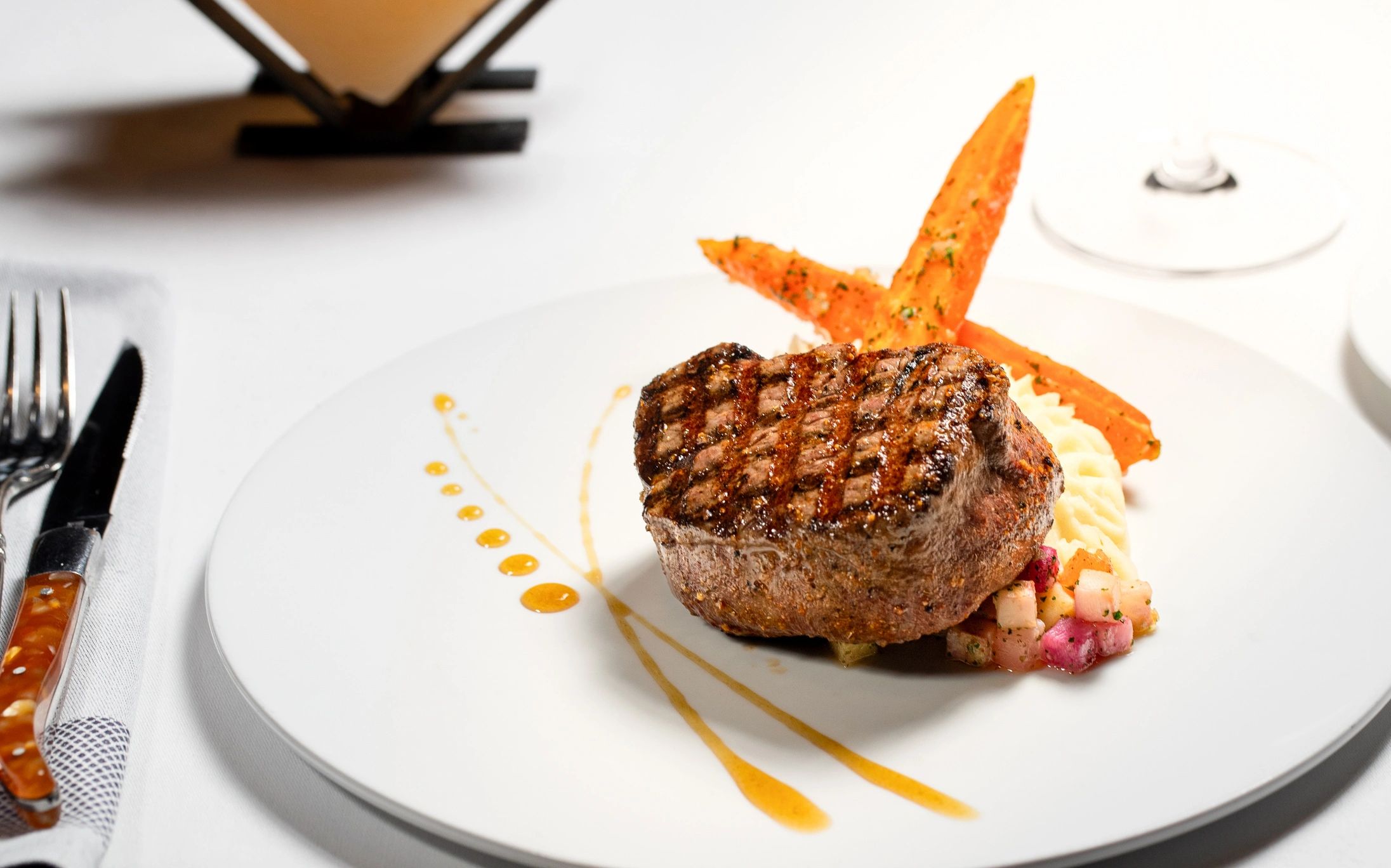 Filet mignon plated for fine dining