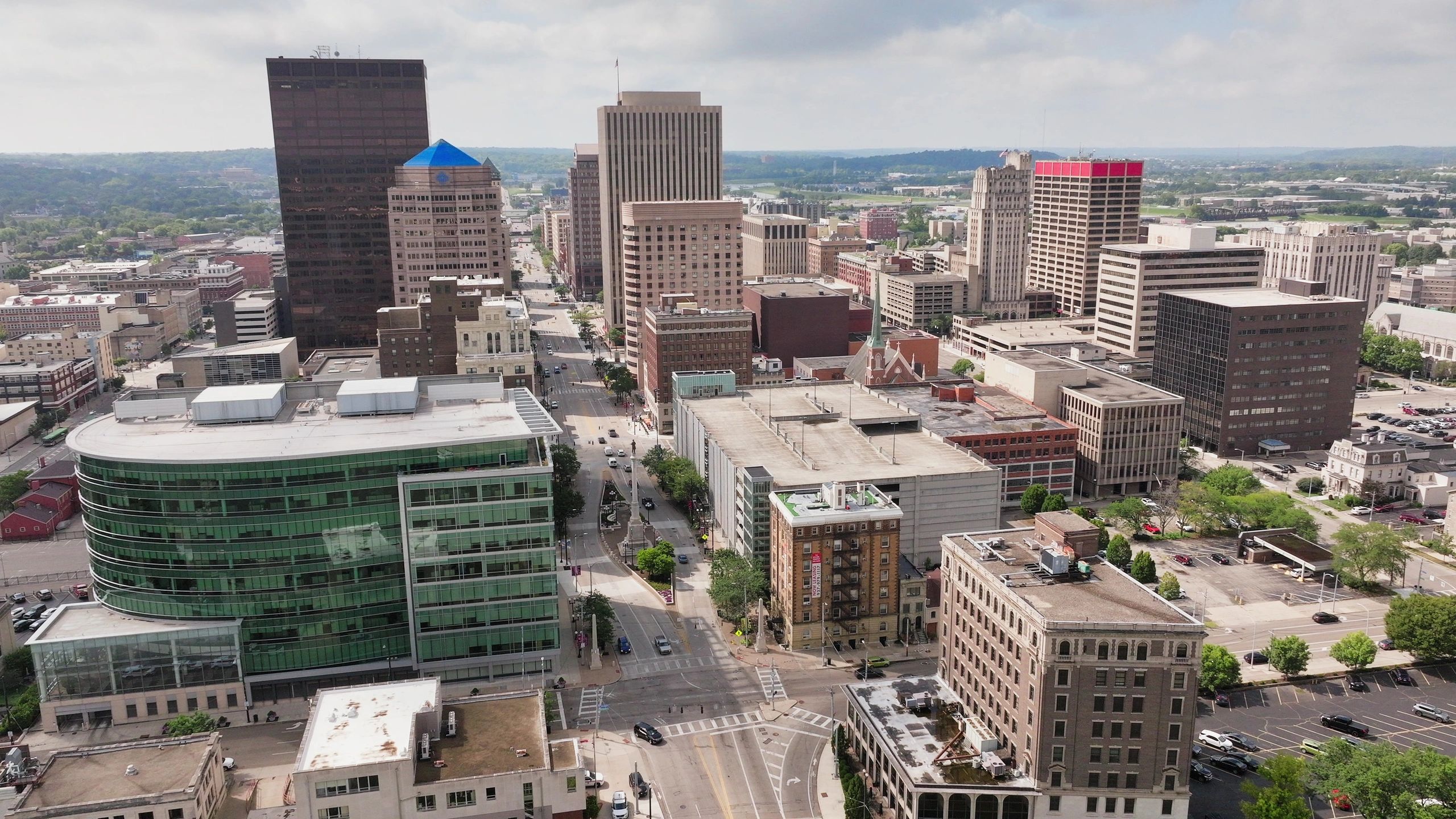 Downtown city setting representing community events