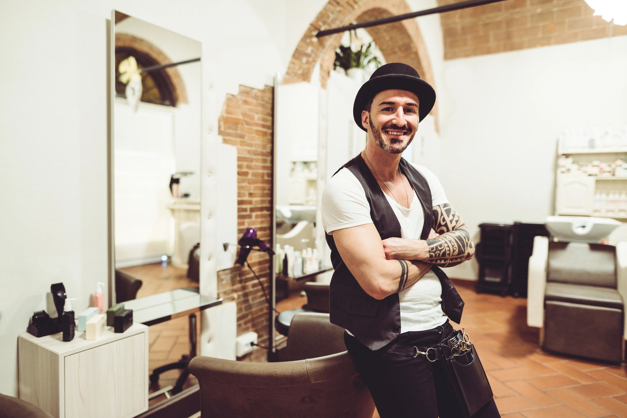 Small business owner in his barber shop